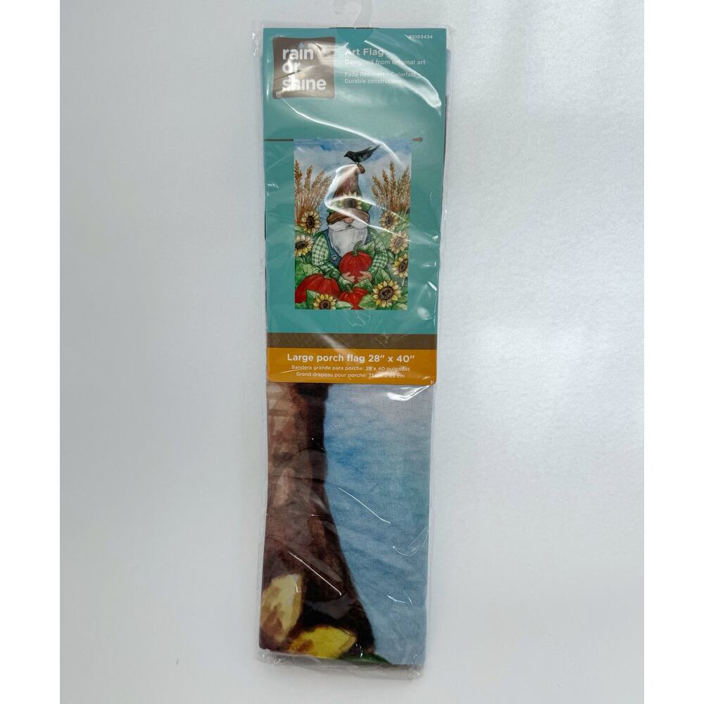 Gnome 28x40 large porch flag sunflowers GARDEN FLAG RAIN OR SHINE SEASONAL FALL